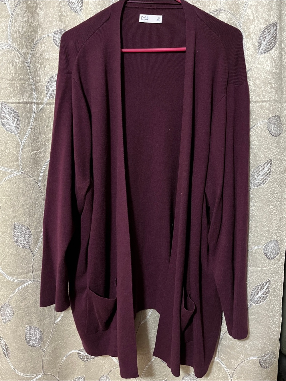 croft & barrow Deep Plum Open Cardigan